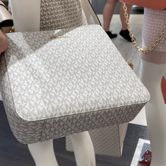 Michael Kors Jet Set Travel Large Messenger Crossbody Bag Light Cream Multi - Picture 15 of 16